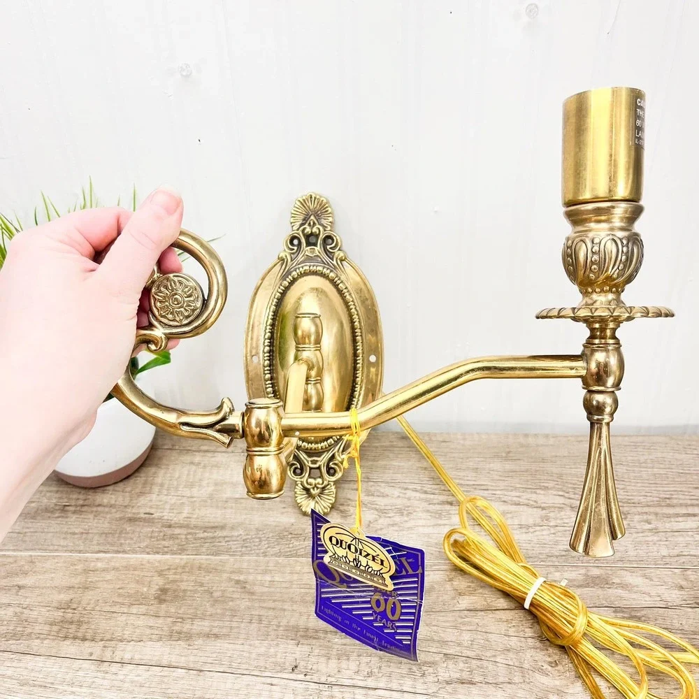 Brass Victorian Wall Light: Gold Swing Arm Lighting